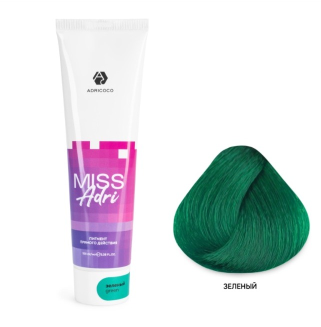 ADRICOCO Miss Adri, Пигмент прямого действия для волос без окислителя - зеленый, 100 мл