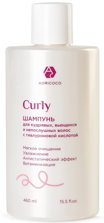 ADRICOCO CURLY, Шампунь для кудрявых, вьющихся с гиалуроновой кислотой, 400 мл Ч/З