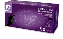 INEKTA PRO, Перчатки нитрил. неопудр. текст. н/ст. ЧЕРНЫЕ размер S 50пар 