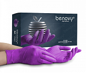 BENOVY, Перчатки нитриловые текст. на пальцах, размер XS, Сиреневый, 50 пар